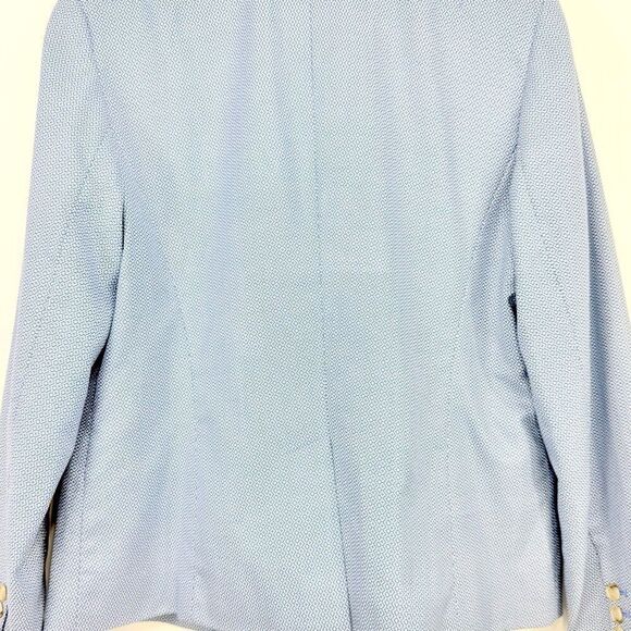 Talbots Blue White Micro Geometric Print 100% Cotton Button Nautical Blazer - Picture 12 of 16